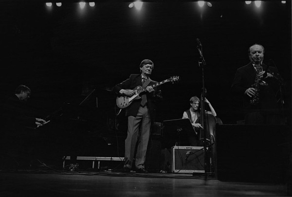 Bernt Egerbladh, Rune Gustafsson, Hans and Arne Domnérus at Jazz & Blues Festival Linköping 1995. Photo: Lasse Seger