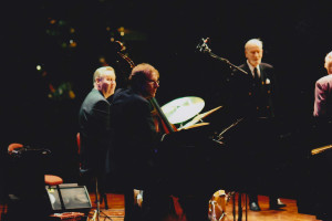 Rune Carlsson, Hans, Lars Erstrand and Bob Wilber at Berwaldhallen, Stockholm 2007. Photo: Lasse Jansson