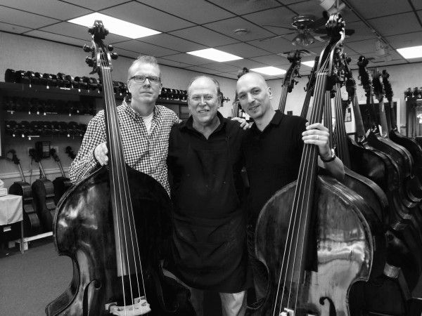 Hans (with Scott LaFaro's bass), Barrie Kolstein and Phil Palombi (with Percy Heath's bass) Baldwin, USA 2014. Photo: Berit Nygren