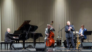 Ken Peplowski and the Scandinavian Trio: Ole Kock Hansen, Hans, Ken and Kristian Leth at Sarasota Jazz Festival in Florida, USA 2018. Photo: Carol LoRicco